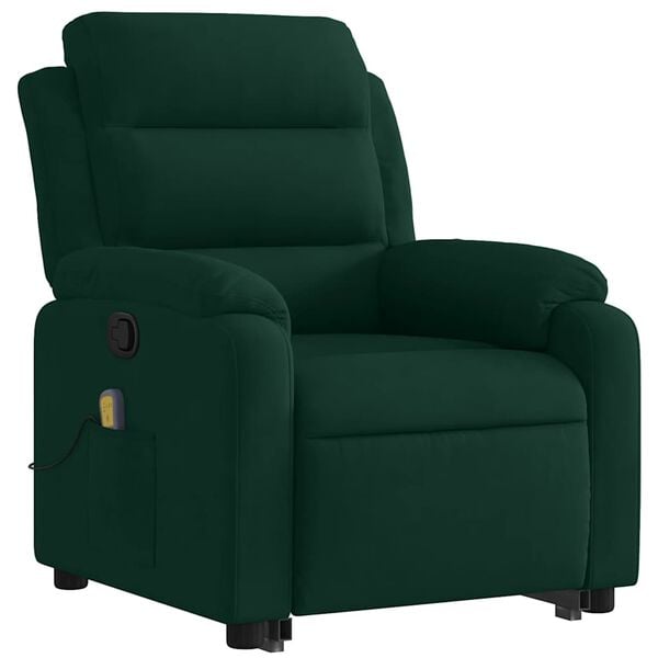 vidaXL Fauteuil inclinable Vert fonc&eacute; Velours