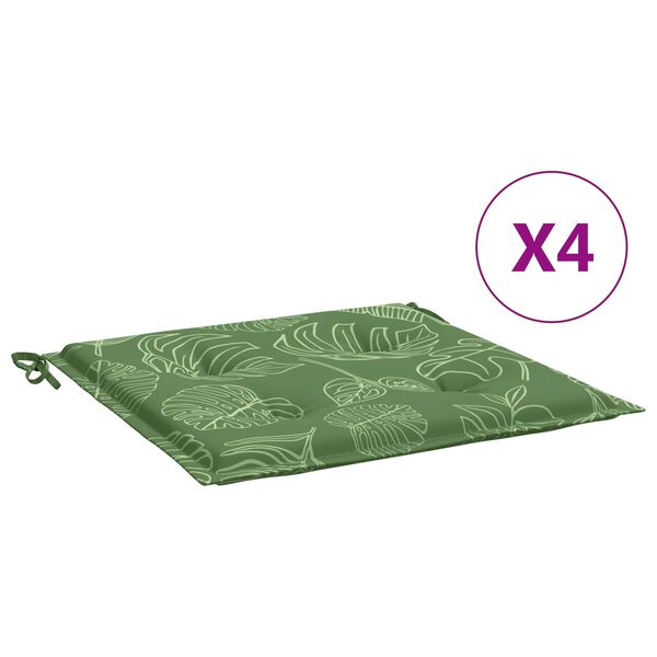 vidaXL Coussins de chaise 4 pcs Vert et blanc 50 x 50 x 4 cm