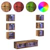 vidaXL Meuble TV avec des lumières à LED 8 pcs Bois Ancien Verre