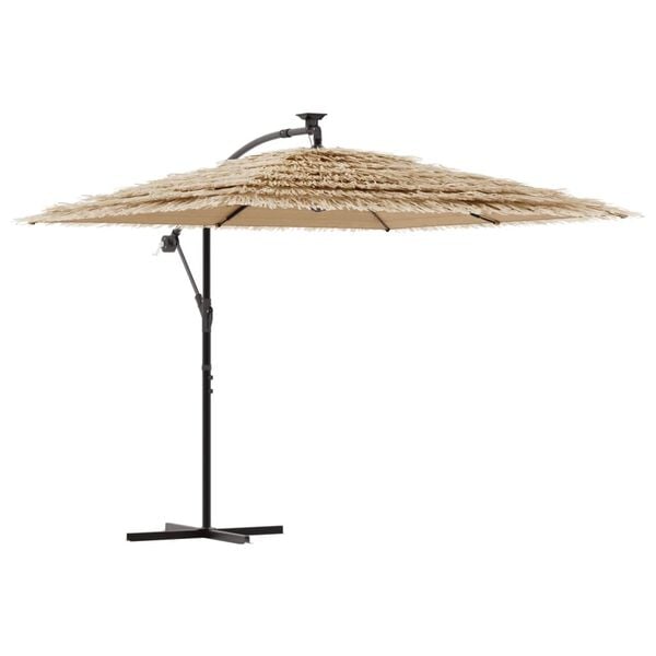 vidaXL Parasol de jardin avec LED et m&acirc;t en acier marron 246x246x230cm