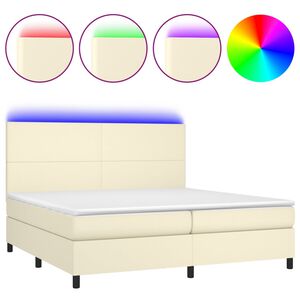 vidaXL Sommier &agrave; lattes de lit avec matelas et LED Cr&egrave;me 200x200 cm