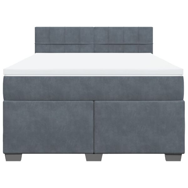 vidaXL Sommier &agrave; lattes de lit et matelas Gris fonc&eacute; 140x190cm Velours