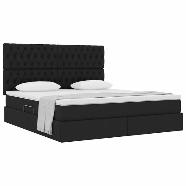 vidaXL Lit avec rangement et matelas Noir 160 x 200 cm Polyester