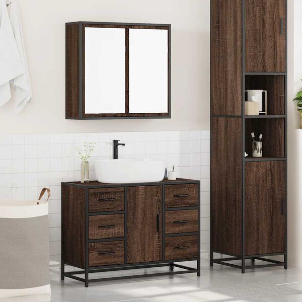 vidaXL Ensemble de meubles de salle de bain 2 pcs Ch&ecirc;ne marron