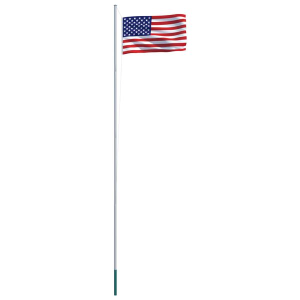 vidaXL Drapeau &Eacute;tats-Unis et m&acirc;t en aluminium 6,2 m