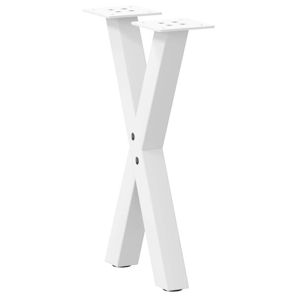 vidaXL Pieds de table basse en forme de X, 2 pi&egrave;ces, blanc, 28 x (42-43) cm, acier