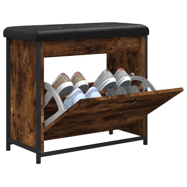 vidaXL Banc à chaussures avec tiroir rabattable chêne fumé 62x32x56 cm