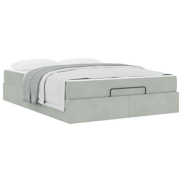 vidaXL Cadre de lit avec matelas avec matelas 2 pcs Gris clair Velours