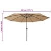 vidaXL Parasol de jardin avec lumi&egrave;res LED et m&acirc;t en m&eacute;tal 400cm taupe
