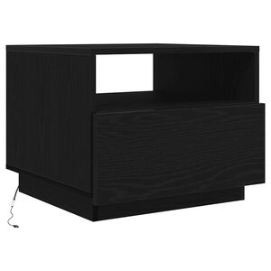 vidaXL Table basse avec lumi&egrave;res LED ch&ecirc;ne noir 50x49x40 cm