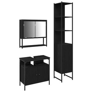vidaXL Ensemble de mobilier de salle de bain 3 pc Ch&ecirc;ne noir