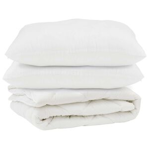 vidaXL Couette avec oreiller 3 pcs Blanc Microfibre