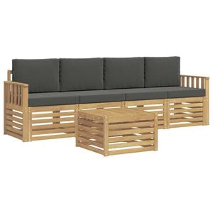 vidaXL Ensemble de canap&eacute;s d'ext&eacute;rieur 5 pc Blanc et anthracite