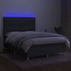 vidaXL Sommier &agrave; lattes de lit et matelas et LED Gris fonc&eacute; 140x200 cm