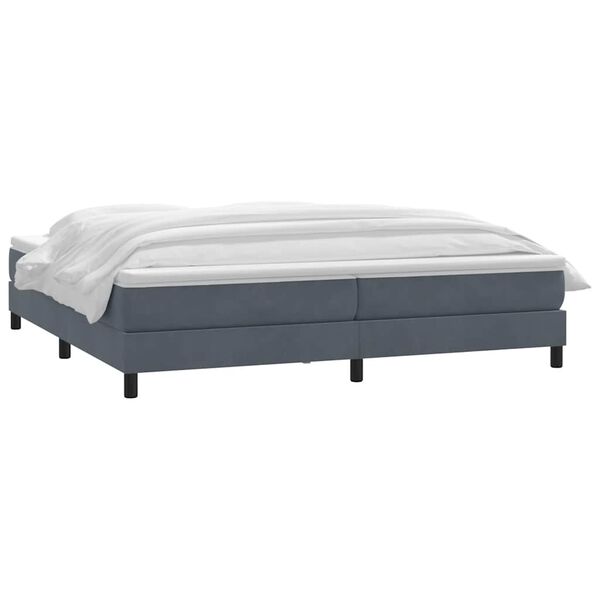 vidaXL Sommier &agrave; lattes de lit et matelas gris fonc&eacute; 180x210cm velours