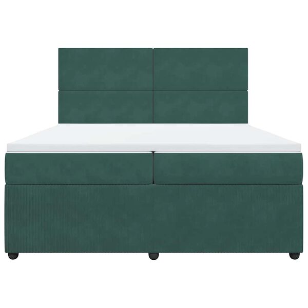 vidaXL Sommier &agrave; lattes de lit et matelas Vert fonc&eacute; 200x200cm Velours