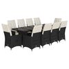 vidaXL Ensemble de bistro de jardin 11 pcs coussins noir poly rotin