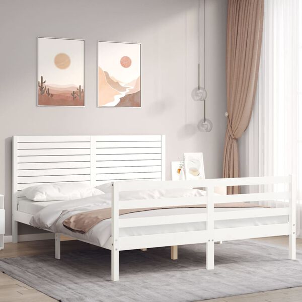 vidaXL Cadre de lit sans matelas blanc 160x200 cm bois massif