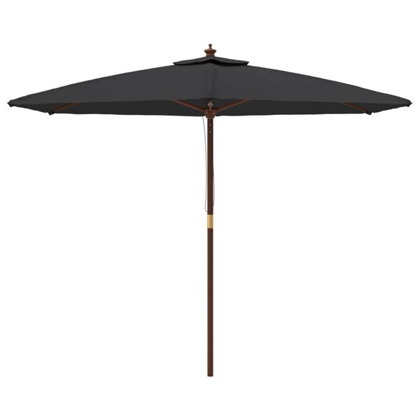 vidaXL Parasol de jardin avec m&acirc;t en bois noir 299x240 cm