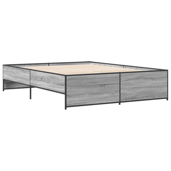 vidaXL Cadre de lit sans matelas sonoma gris 150x200 cm