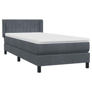 vidaXL Sommier &agrave; lattes de lit et matelas gris fonc&eacute; 90x220 cm velours