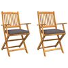 vidaXL Chaise pliante 2 pc Marron Bois d'acacia massif