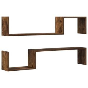 vidaXL &Eacute;tag&egrave;res murales 2 pcs Ch&ecirc;ne fum&eacute; 100x15x20cm Bois d&rsquo;ing&eacute;nierie