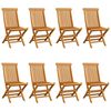 vidaXL Chaises de jardin et coussins blanc crème lot de 8 Teck massif