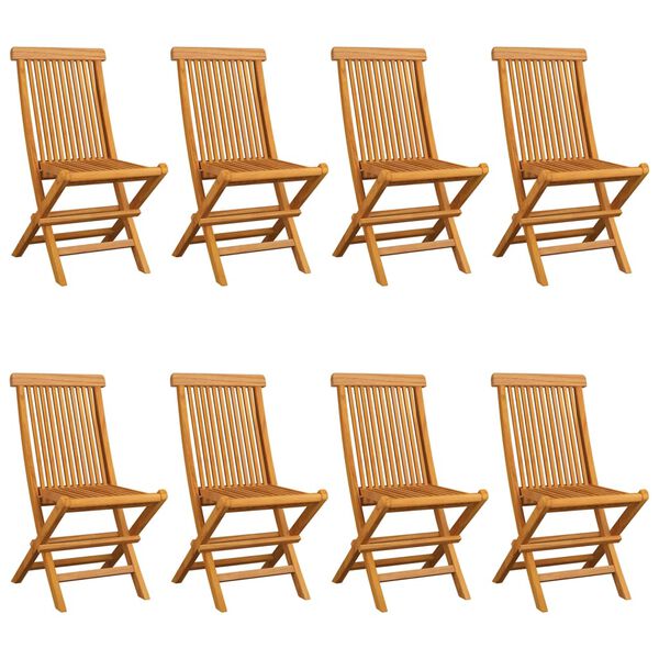 vidaXL Chaises de jardin et coussins blanc crème lot de 8 Teck massif