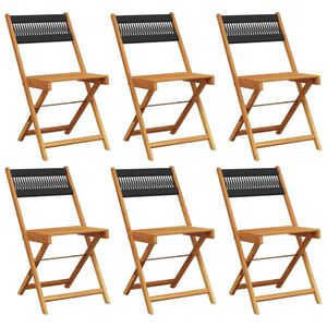 vidaXL Chaises de jardin pliantes lot de 6 noir bois d'acacia massif