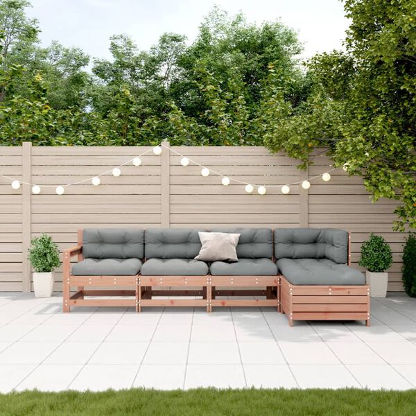 vidaXL Salon de jardin 5 pcs avec coussins bois massif douglas