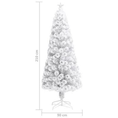 vidaXL Arbre de Noël artificiel pré-éclairé blanc 210 cm fibre optique
