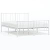 vidaXL Cadre de lit m&eacute;tal sans matelas et pied de lit blanc 135x190 cm