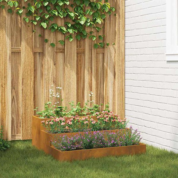 vidaXL Cache-pot de jardin Rouillé 90 x 90 x 35 cm