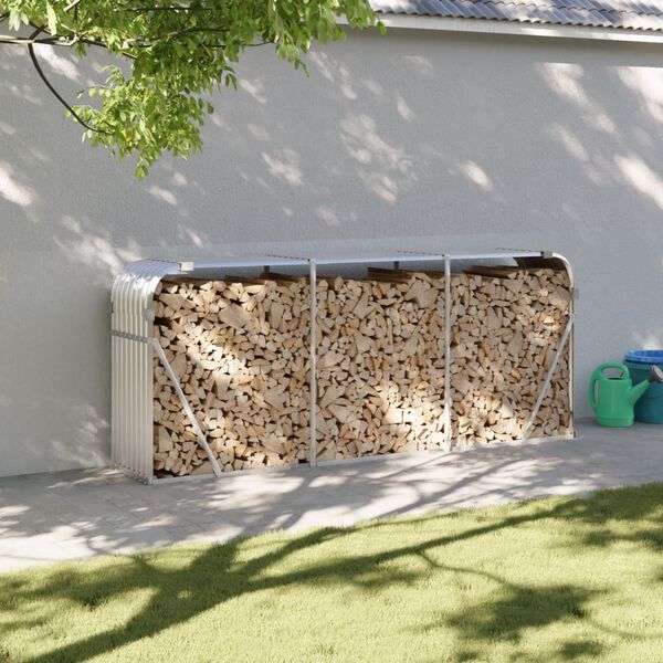 vidaXL Porte-bûches argenté 234x45x100 cm acier galvanisé