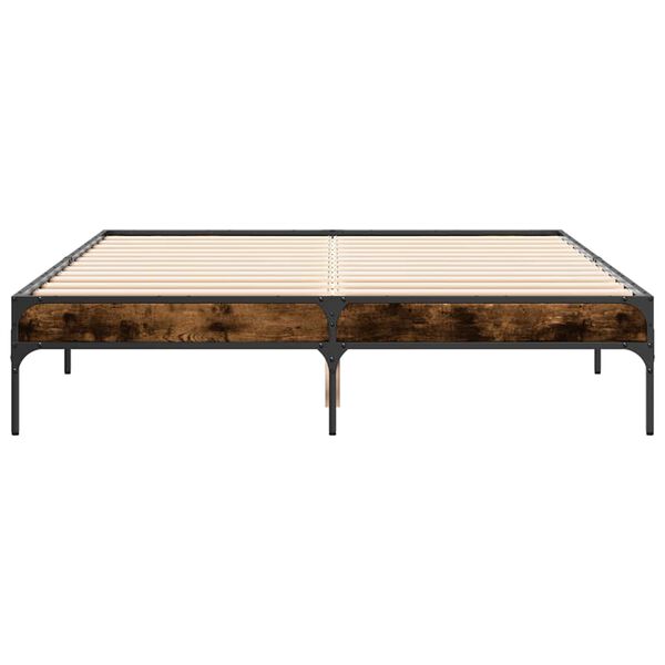 vidaXL Cadre de lit sans matelas ch&ecirc;ne fum&eacute; 135x190 cm