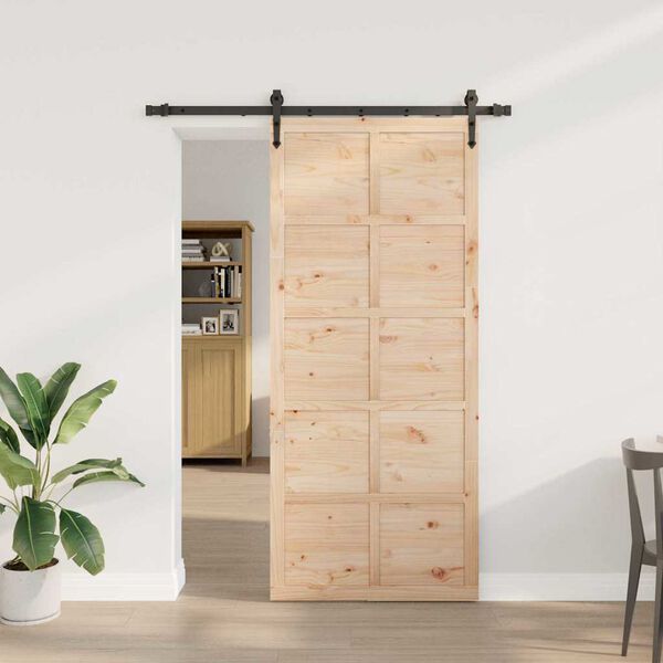 vidaXL Porte coulissante Marron 80 x 208 cm Bois de pin massif