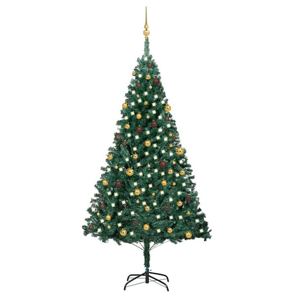 vidaXL Arbre de Noël artificiel pré-éclairé et boules vert 240 cm