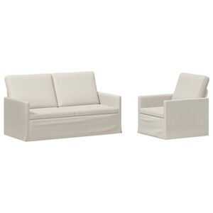 vidaXL Ensemble de Canap&eacute;s 2 pcs Cr&egrave;me Velours (V)