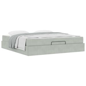 vidaXL Cadre de lit avec matelas avec matelas 2 pcs Gris clair Velours