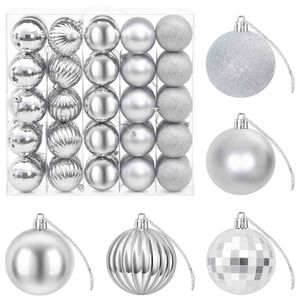 vidaXL Ensemble de boules de No&euml;l 75 pc Argent&eacute; 6 cm Polystyr&egrave;ne