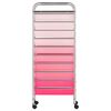 vidaXL Chariot de rangement mobile à 10 tiroirs Ombre Rose Plastique