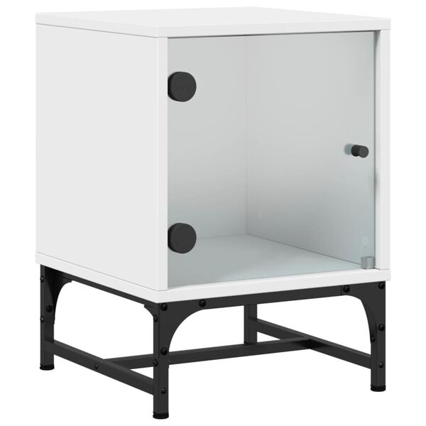 vidaXL Tables de chevet avec portes en verre 2 pcs blanc 35x37x50 cm