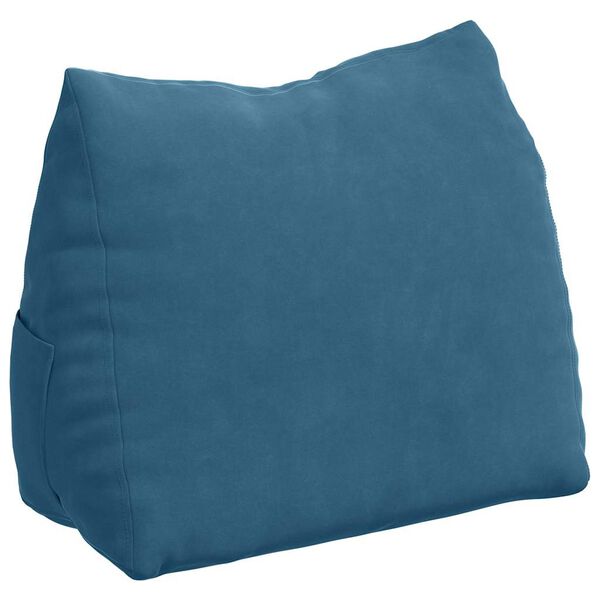 vidaXL Coussin de Dos Bleu 45 x 20 x 35 cm Tissu en velours c&ocirc;tel&eacute;