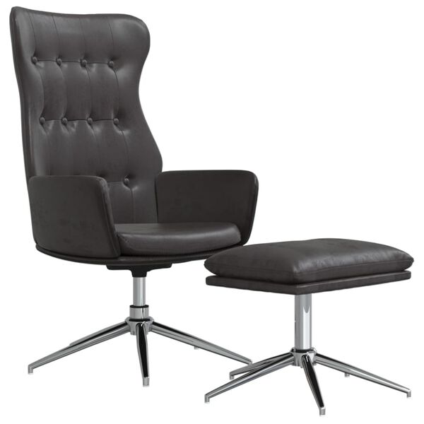 vidaXL Chaise de relaxation avec repose-pied Noir brillant Similicuir