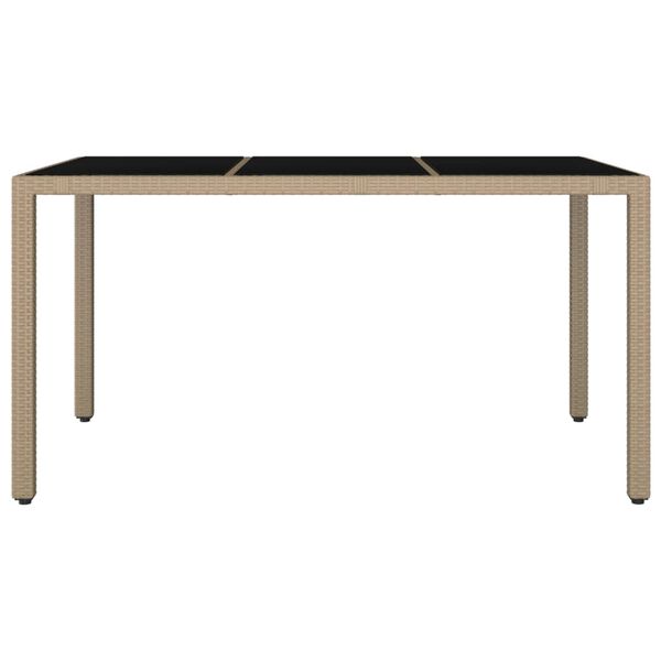 vidaXL Table de jardin plateau en verre Résine tressée verre trempé