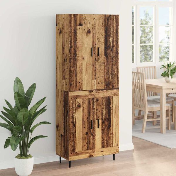 vidaXL Haut Armoire 2 pcs Bois Ancien Bois Agglom&eacute;r&eacute; et Verre