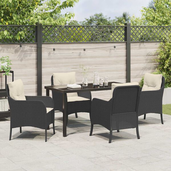 vidaXL Ensemble de salle &agrave; manger pour jardin 5 pcs Noir polyrotin