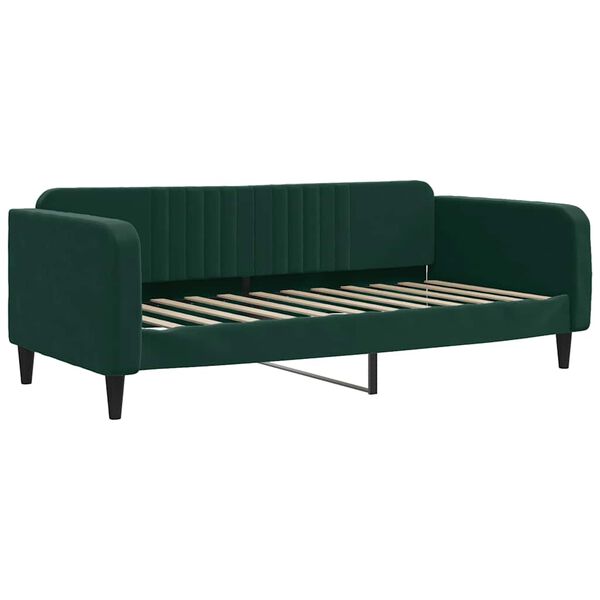 vidaXL Lit de jour avec gigogne et matelas vert fonc&eacute; 90x200cm velours
