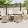 vidaXL Ensemble de salle &agrave; manger pour jardin 5 pcs Beige polyrotin